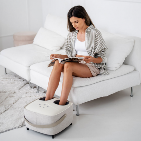 Масажор за ходила Medivon Atlantis, Shiatsu, Вакуумен, 8 глави, 3 режима, Загряване, Дистанционно, Бежов