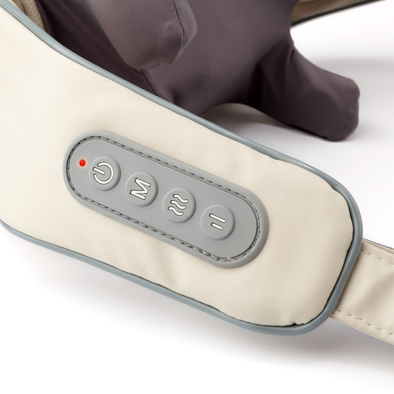 Масажор за врат Medivon Sooth, 6 3D глави, 3 нива, Загряване, Против муксулно напрежение и целулит, USB, Бежов