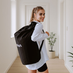 Постелка за акупресура Medivon Chronos, 23х48 см, Хипоалергенна, Подобряване на кръвообращението и съня, Облекчаване на мускулно напрежение, +Чанта, Черен/оранжев