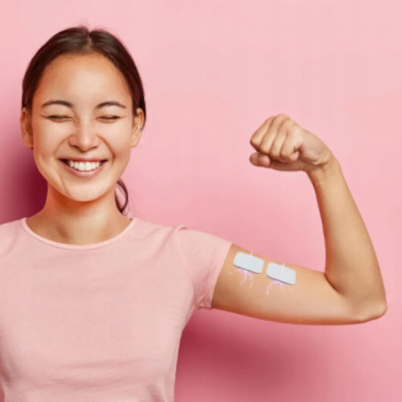 Масажор за шия Medivon Smart EMS, Електромускулна стимулация, 3D регулиране, 4 режима, Дистанционно, Затопляне, Таймер, Черен