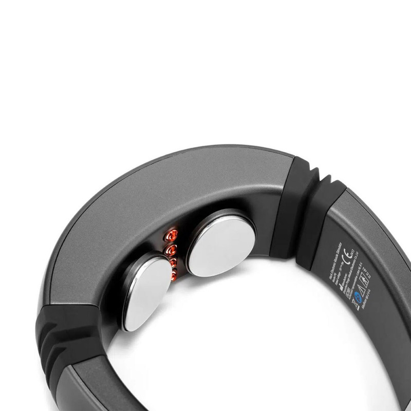 Масажор за шия Medivon Smart EMS, Електромускулна стимулация, 3D регулиране, 4 режима, Дистанционно, Затопляне, Таймер, Черен