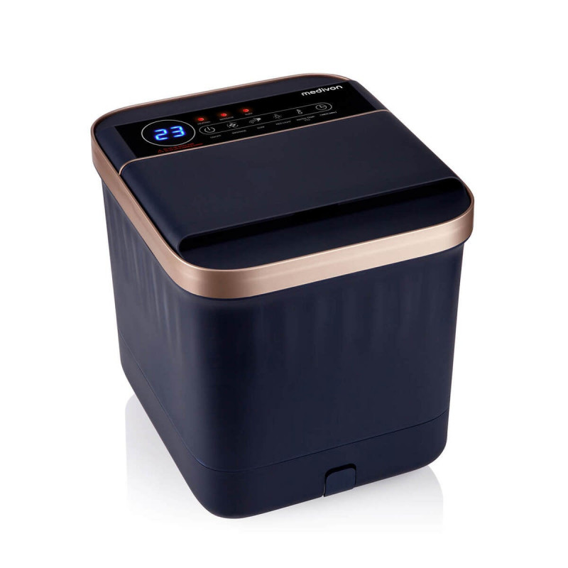 Масажираща вана за крака Medivon Hydro Foot Spa, 520W, 20 л, 35-48°C, Режим сърф, Дистанционно, Инфрачервена светлина, Дисплей, Тъмносин/златист