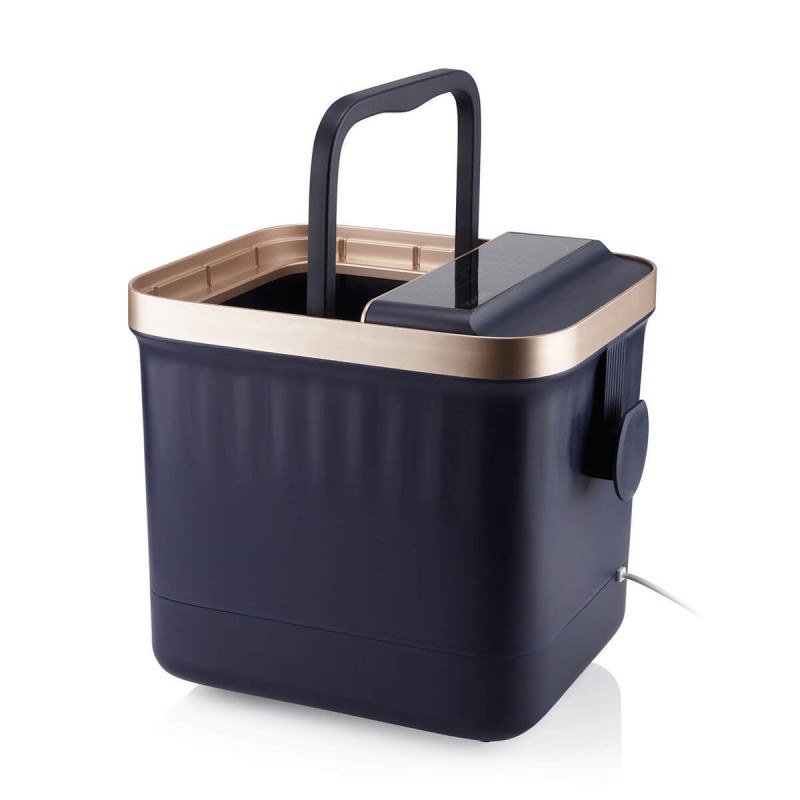 Масажираща вана за крака Medivon Hydro Foot Spa, 520W, 20 л, 35-48°C, Режим сърф, Дистанционно, Инфрачервена светлина, Дисплей, Тъмносин/златист