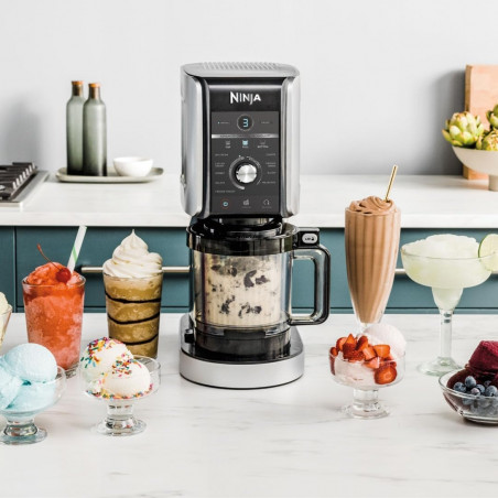 Машина за сладолед Ninja Creami Deluxe NC502EU, 800W, 10 програми, 2 контейнера по 709 мл, CREAMify, Черен