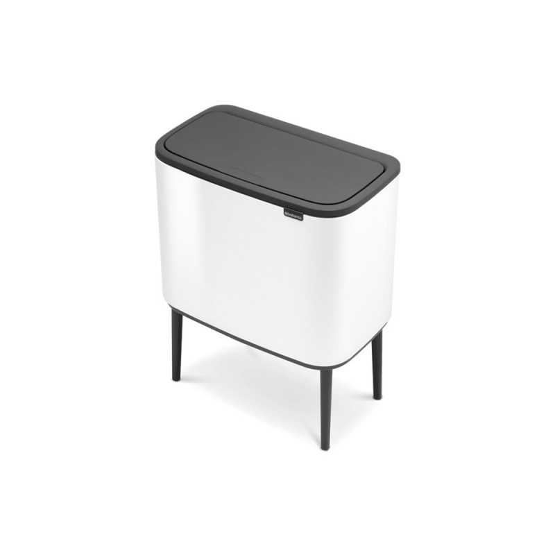 Кош за боклук Brabantia Bo Touch 651118, 3x11 л, Плавно и безшумно отваряне, Голям отвор, Тъмносив