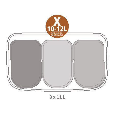 Кош за боклук Brabantia Bo Touch 651118, 3x11 л, Плавно и безшумно отваряне, Голям отвор, Тъмносив