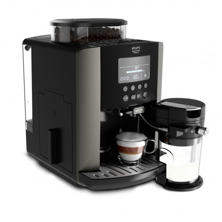 Кафеавтомат Krups Arabica Latte EA819E10, 1450W, 15 bar, 1.7 l, LCD, 5 програми, 3 функции, 3 настройки за темп. и аромат, Milk Comfort / One Touch Cappuccino, Черен