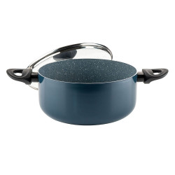 Тенджера Luigi Ferrero Prima FR-2444, 24x11 см, 4.5 л, Незалепващо покритие, Стъклен капак с отвор за пара, Индукция, Тъмносин