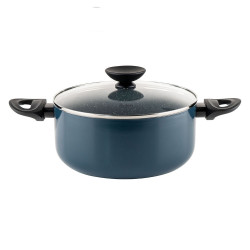 Тенджера Luigi Ferrero Prima FR-2444, 24x11 см, 4.5 л, Незалепващо покритие, Стъклен капак с отвор за пара, Индукция, Тъмносин