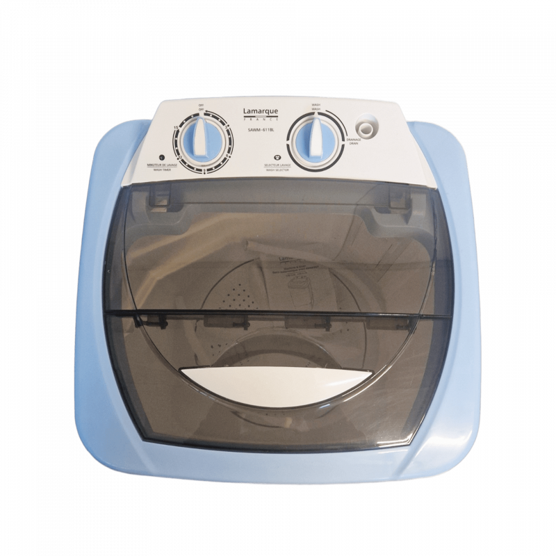 Полуавтоматична пералня Lamarque SAWM-611BL, 380W, 6 кг, Таймер, Превключвател, Син/Бял
