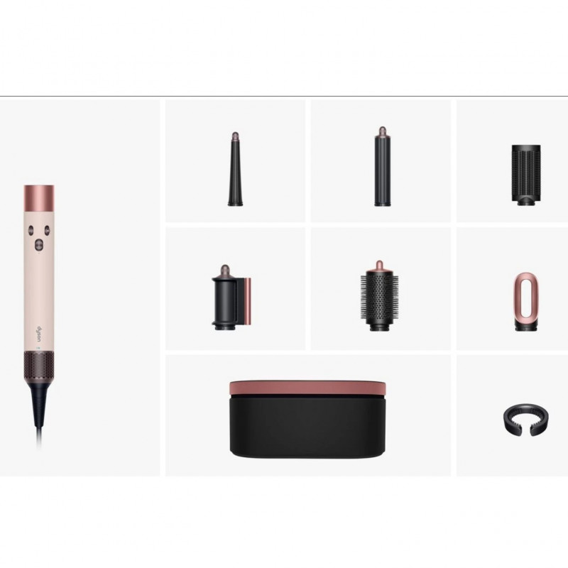 Маша за коса Dyson 601848-01 HS08 Airwrap i.d.™ Straight + Wavy T1/T2 CePk/RoseGold, 1300W, 13.5 l/s, Автоматизирано къдрене, Йонизиране, 3 скорости, 3 температури, Bluetooth, Розово злато