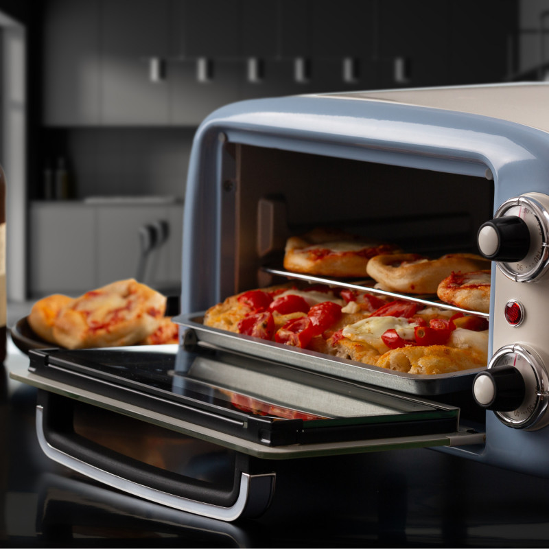 Електрическа фурна Ariete VINTAGE 3919/05, 800W, 10 л, 3 режима, До 230°C, Двойно термо стъкло, Таймер 60 мин, Син