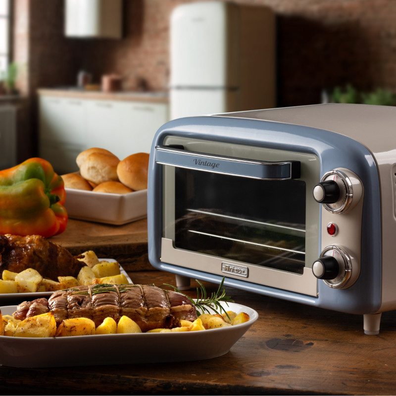 Електрическа фурна Ariete VINTAGE 3919/05, 800W, 10 л, 3 режима, До 230°C, Двойно термо стъкло, Таймер 60 мин, Син