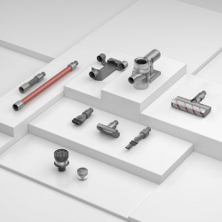 Вертикална прахосмукачка Dreame V11 VVN6, 450W, 150AW, 25000Pa, 125000 об/мин, 0.5 л, 3 режима, 90 мин, OLED, HEPA, Сив/червен