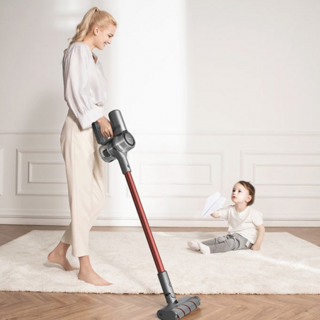 Вертикална прахосмукачка Dreame V11 VVN6, 450W, 150AW, 25000Pa, 125000 об/мин, 0.5 л, 3 режима, 90 мин, OLED, HEPA, Сив/червен