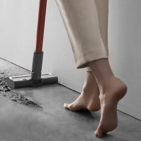 Вертикална прахосмукачка Dreame V11 VVN6, 450W, 150AW, 25000Pa, 125000 об/мин, 0.5 л, 3 режима, 90 мин, OLED, HEPA, Сив/червен