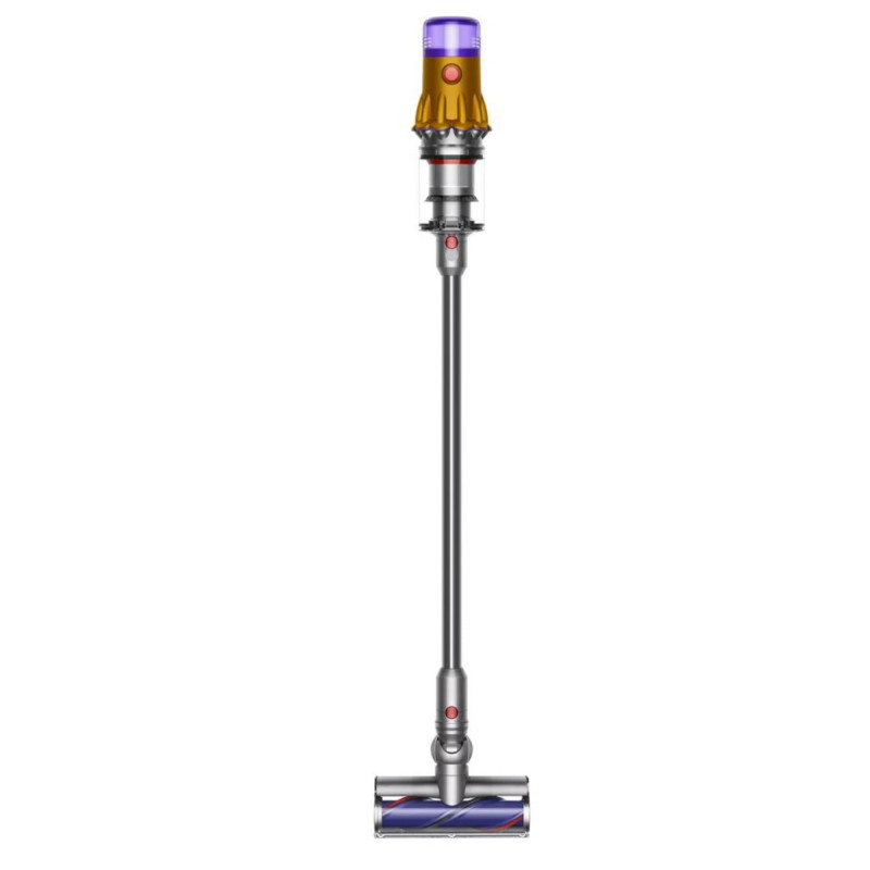 Вертикална прахосмукачка Dyson V12 Slim Detect Absolute 448884-01, 150AW, 340 мл, Автономия 60 мин, 3 режима, Дисплей с данни в реално време, Сензор за прах, Осветление, Никел/жълт