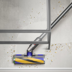 Вертикална прахосмукачка Dyson V12 Slim Detect Absolute 448884-01, 150AW, 340 мл, Автономия 60 мин, 3 режима, Дисплей с данни в реално време, Сензор за прах, Осветление, Никел/жълт