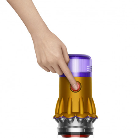 Вертикална прахосмукачка Dyson V12 Slim Detect Absolute 448884-01, 150AW, 340 мл, Автономия 60 мин, 3 режима, Дисплей с данни в реално време, Сензор за прах, Осветление, Никел/жълт