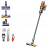 Вертикална прахосмукачка Dyson V12 Slim Detect Absolute 448884-01, 150AW, 340 мл, Автономия 60 мин, 3 режима, Дисплей с данни в реално време, Сензор за прах, Осветление, Никел/жълт