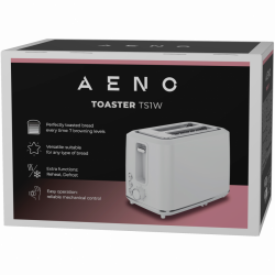 Тостер за хляб AENO ATS0001W, 930W, 7 степени, Сензорно управление, Обратен таймер, Защита при засядане, Тих, Бял