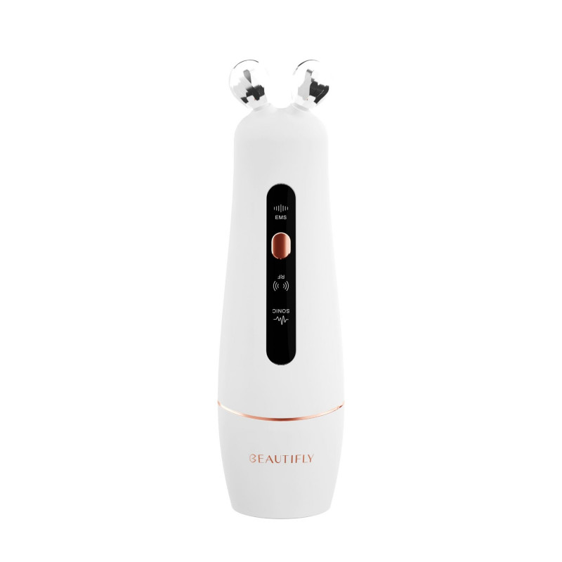 Масажор за лифтинг на лице Beautifly B-Booster PRO RF Needle-Free, 40°C, RF 1MHz, EMS, Ултразвук, Йони, Botox ефект, Антиейдж, Мезотерапия, IPX5, Бял