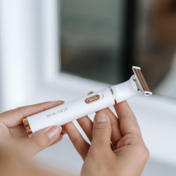 Портативен епилатор Beautifly My Blade Silky, 4 позлатени глави, Мокро/сухо, Чувствителна кожа, Мултифункционален, Бял/златист