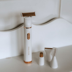 Портативен епилатор Beautifly My Blade Silky, 4 позлатени глави, Мокро/сухо, Чувствителна кожа, Мултифункционален, Бял/златист