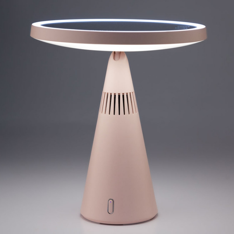 Светещо козметично огледало Smart Moon LED Cosmetic, 10x увеличение, Топла/неутрална/студена светлина, Регулируема яркост, Bluetooth високоговорител, Розов