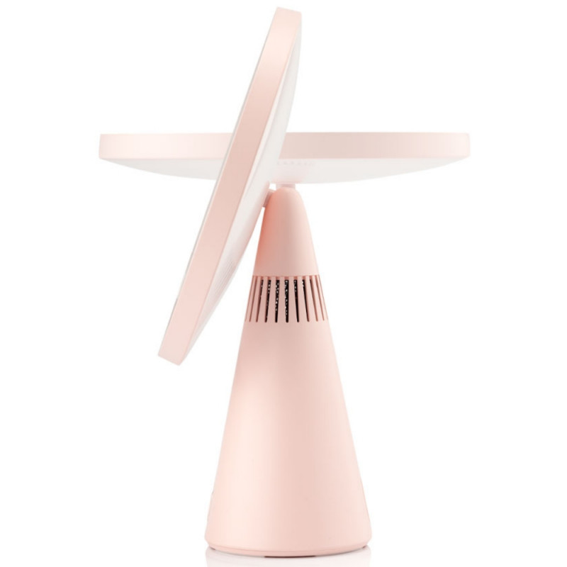 Светещо козметично огледало Smart Moon LED Cosmetic, 10x увеличение, Топла/неутрална/студена светлина, Регулируема яркост, Bluetooth високоговорител, Розов