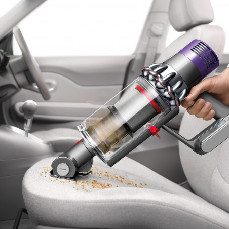 Вертикална прахосмукачка Dyson Cyclone V10 Absolute 448883-01, 150AW, 125000 об/мин, 0.77l, 60 мин, 3 режима, 2 Tier Cyclone™, HEPA, Тиха, Хигиенично изпразване, Без заплитане, Никел/оранжев