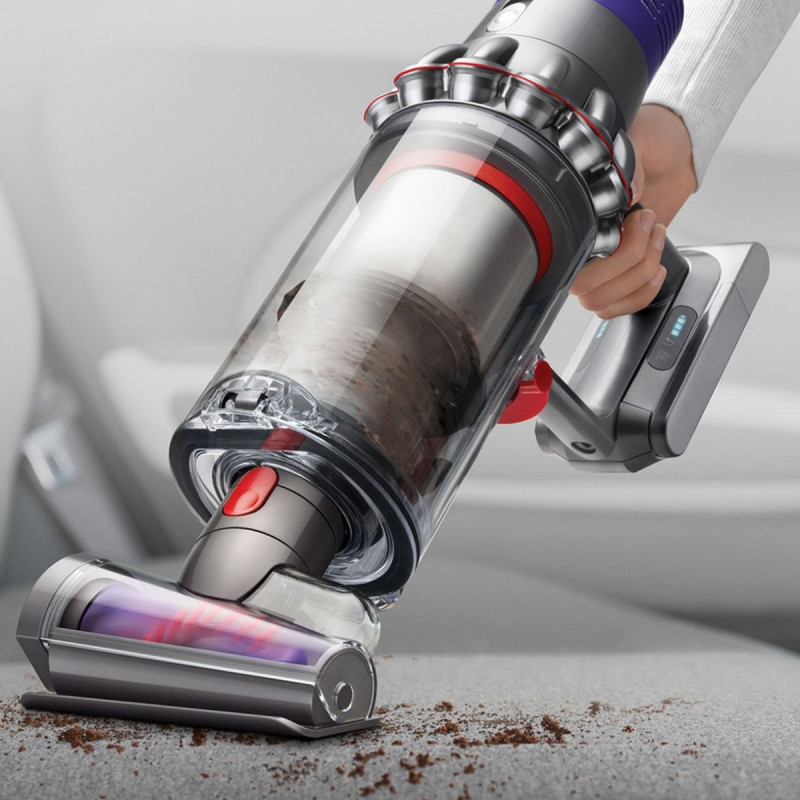 Вертикална прахосмукачка Dyson Cyclone V10 Absolute 448883-01, 150AW, 125000 об/мин, 0.77l, 60 мин, 3 режима, 2 Tier Cyclone™, HEPA, Тиха, Хигиенично изпразване, Без заплитане, Никел/оранжев