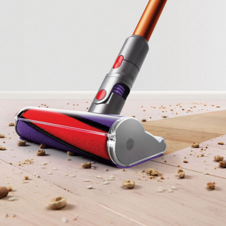 Вертикална прахосмукачка Dyson Cyclone V10 Absolute 448883-01, 150AW, 125000 об/мин, 0.77l, 60 мин, 3 режима, 2 Tier Cyclone™, HEPA, Тиха, Хигиенично изпразване, Без заплитане, Никел/оранжев