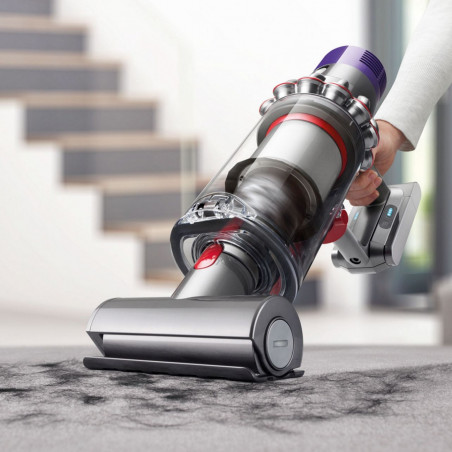 Вертикална прахосмукачка Dyson Cyclone V10 Absolute 448883-01, 150AW, 125000 об/мин, 0.77l, 60 мин, 3 режима, 2 Tier Cyclone™, HEPA, Тиха, Хигиенично изпразване, Без заплитане, Никел/оранжев