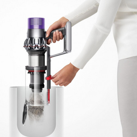 Вертикална прахосмукачка Dyson Cyclone V10 Absolute 448883-01, 150AW, 125000 об/мин, 0.77l, 60 мин, 3 режима, 2 Tier Cyclone™, HEPA, Тиха, Хигиенично изпразване, Без заплитане, Никел/оранжев