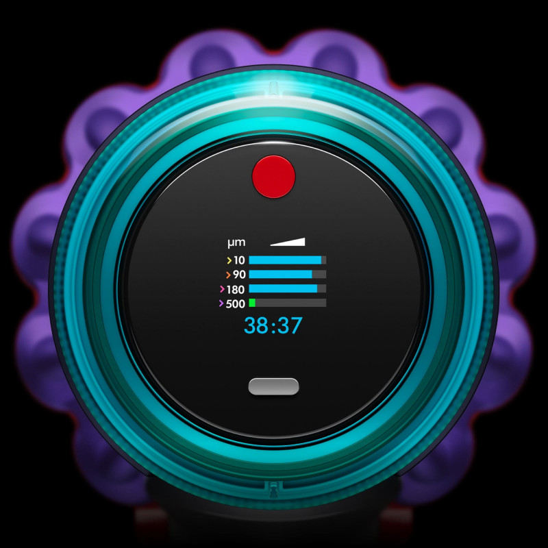 Вертикална прахосмукачка Dyson Gen5detect 446989-01, 280AW, 135000 об/мин, 0.75l, 70 мин, 3 режима, Никел/лилав