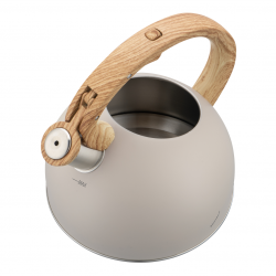 Свирещ чайник Klausberg KB 7913, 2.5 л, Дръжка с дървесен ефект, Индукция, Бежов