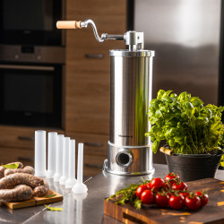 Машина за пълнене на колбаси Klausberg KB 7927, 5 Кг, Ръчна, 14-35мм, 6 фунии, Инокс