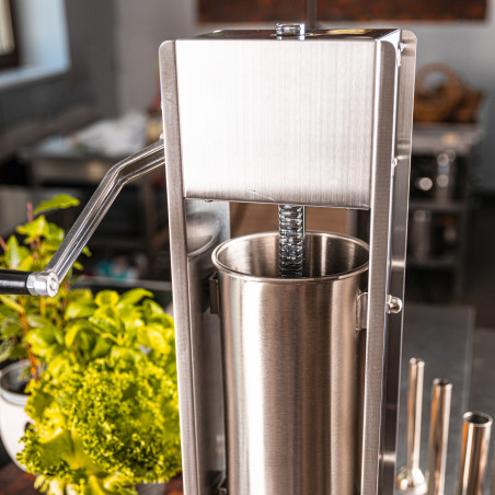 Машина за пълнене на колбаси Klausberg KB 7930, 5 кг, Ръчна, 4 стоманени накрайника, Клапан за обезвъздушаване, Подвижен цилиндър, Инокс