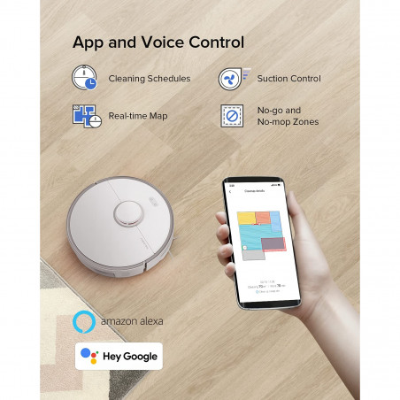 Прахосмукачка робот Roborock S5 Max, 58W, Wi-Fi, 2000Pa, 460 мл, 200 м2, Автономия до 190 мин, Турбо, Гласови команди, Бял