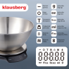Кухненска везна с купа Klausberg KB 7939, 5 Kg, Bluetooth, Мобилно приложение, LED, ТАРА, Течности, 4 хранителни стойности, Инокс