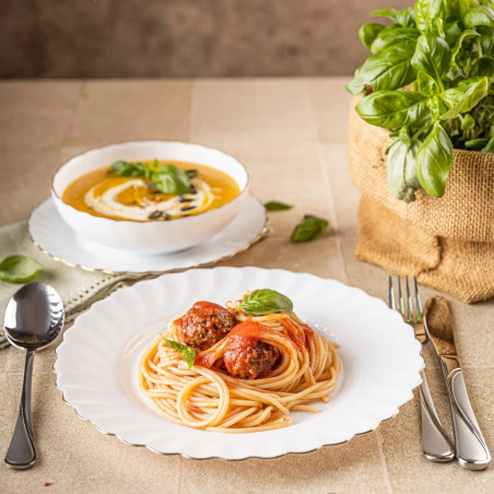 Сервиз за хранене Kinghoff KH 1921, 18 части, За 6 души, Опалово стъкло, Бял/Зластист