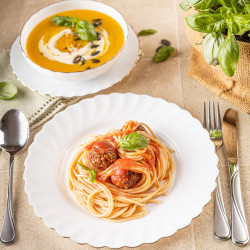 Сервиз за хранене Kinghoff KH 1921, 18 части, За 6 души, Опалово стъкло, Бял/Зластист