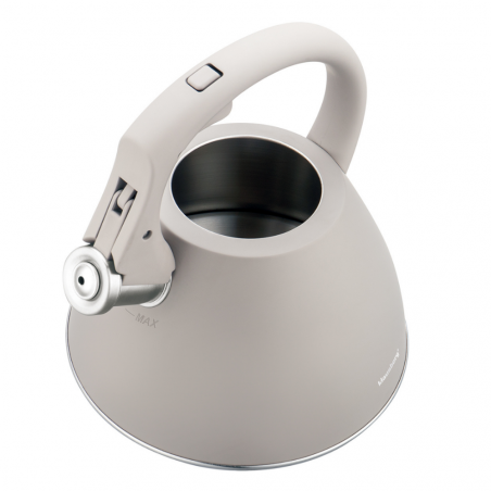Свирещ чайник Klausberg KB 7953, 2.5 л, Неръждаема стомана, Топлоизолирана дръжка, Индукция, Бежов