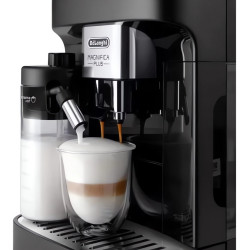 Кафеавтомат DeLonghi Magnifica PLUS ECAM 320.60.B, 1450W, 15 bar, 1.8l, 15 програми, 13 нива на смилане, TFT тъчскрийн, LatteCrema Hot, Опция за кафе на зърна, Черен