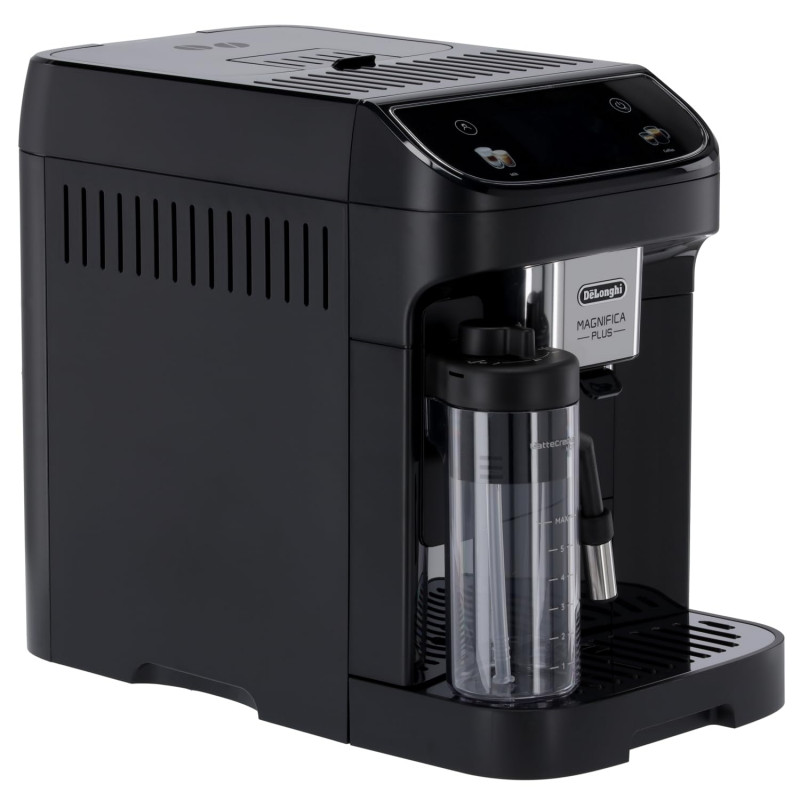 Кафеавтомат DeLonghi Magnifica PLUS ECAM 320.60.B, 1450W, 15 bar, 1.8l, 15 програми, 13 нива на смилане, TFT тъчскрийн, LatteCrema Hot, Опция за кафе на зърна, Черен