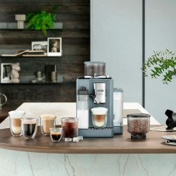 Еспресо машина DeLonghi Rivelia Pebble Grey EXAM440.55.G, 1450W, 19 bar, 1.4l, Тъчскрийн TFT, Twin Shot, Bean Adapt, 16 напитки, Каменно сиво