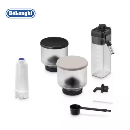 Еспресо машина DeLonghi Rivelia Sand Beige EXAM440.55.BG, 1450W, 19 bar, 1.4l, Тъчскрийн TFT, Twin Shot, Bean Adapt, LatteCrema Hot, 16 напитки, Бежов