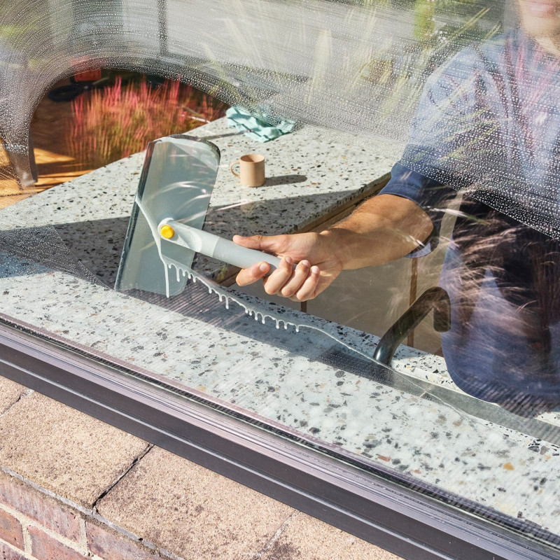 Моп за почистване на стъкла 2в1 Joseph Joseph CleanTech 6500014, 36 см, Сгъваема дръжка, Сив/Жълт