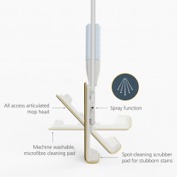 Моп със спрей Joseph Joseph CleanTech 65004, 145 см, Гъба за упорити петна, Стенна скоба, Сив